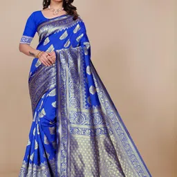 VS MALL Ethnic Motifs Jacquard Silk Saree-image-48