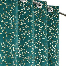 Aura Blue & Gold-Toned Floral Window Curtain-picture-15