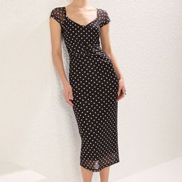 Trendyol Polka Dot Print Sheath Midi Dress-image-23