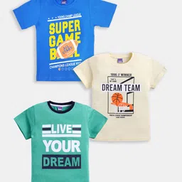 Here&Now X Game Begins Boys Typography Assorted Printed Set of 3 T-shirts-16