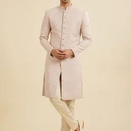 Manyavar Men Woven Design Brocade Sherwani Set-image-34
