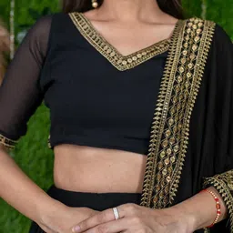 BAESD Embroidered Sequinned Semi-Stitched Lehenga & Unstitched Blouse With Dupatta image 4