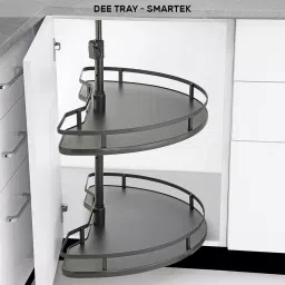 Olive Smartek 600 mm Dia. 2 Layer Grey Corner Deep Tray, 101 029 007 0-picture-0