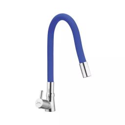 Jabra Single Flow Swan Cock Flora Series Brass Chrome Finish Deck Mount Blue-image-6