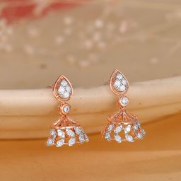 GIVA Women Rose Gold Luma Diamond Jhumki-image-27