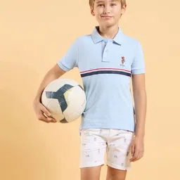 U.S. Polo Assn. Kids Boys Striped Polo Collar Applique T-shirt-picture-45
