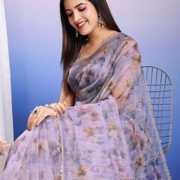 TASRIKA Floral Sequinned Organza Ready to Wear Saree-image-23