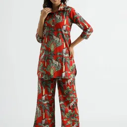 FLAVIA CREATION Printed Round Neck Shirt With Trousers Co-Ords-picture-48