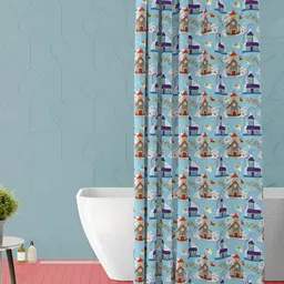 ArtzFolio Blue & Red Printed Waterproof Shower Curtain-11