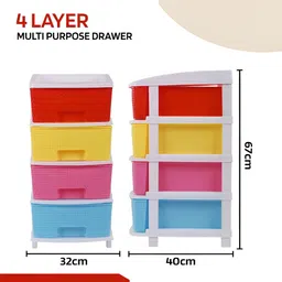 RUBOXA Red & Yellow Textured 4 Layer Drawer Organiser image 4