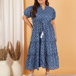 Indietoga Floral Print Puff Sleeve Fit & Flare Maxi Dress-image-99