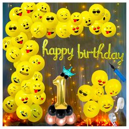 Shopperskart 1st Birthday Smiley Printed Decoration Kit Yellow - Pack of 108-image-82