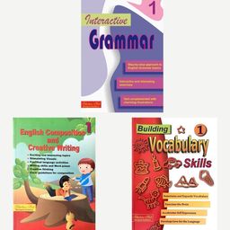 English WorkBook Combo for Class 1 Interactive Grammar Vocabulary Book & English Composition and Creative Writing Book Set of 3 Books With Answer Key - English-8