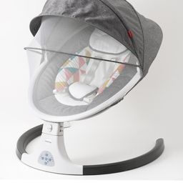 Babyhug Electric Rocker with Mosquito Net Baby Swing Cradle & 5 Modes of Speed Safety Belt Soothing Vibrations & Music- Grey-25