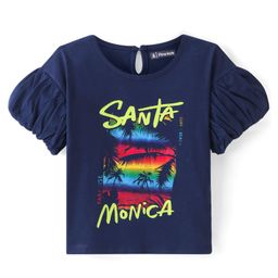 Pine Kids Cotton Knit Half Sleeves Top Beach Theme - Navy Poeny-image-38