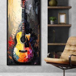 999Store Guitar With Abstract Effect Background Art Modern Canvas Long Big Painting-picture-10