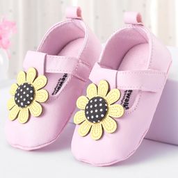 Cute Walk by Babyhug Velcro Closure Booties With Floral Applique - Pink-22