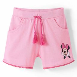 Babyhug Disney Cotton Knit Shorts with Minnie Mouse Graphics- Pink-picture-20
