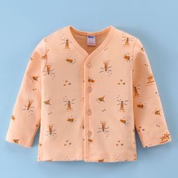 Tango Interlock Cotton Knit Full Sleeves Jhabla with Stars & Windmill Print - Peach-image-59