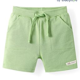 Babyoye 100% Cotton Knit Solid Dyed Shorts - Light Green-image-30