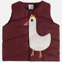 MINI KLUB Cotton Sleeveless Hen Printed Gilet - Maroon-picture-24