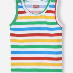 Babyhug 100% Cotton Single Jersey Knit Sleeveless Sando With Stripes Print - Multicolour-image-10