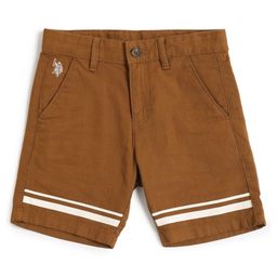 US Polo Assn Cotton Knit Above Knee Length Shorts With Stripes - Brown-image-12
