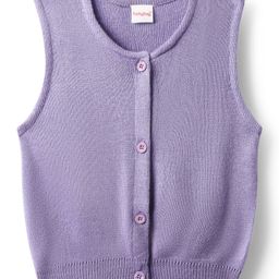 Babyhug Knitted Sleeveless Solid Front Open Sweater - Lavender-image-84