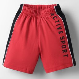Taeko Single Jersey Knit Knee Length Shorts With Text Print - Red-image-22