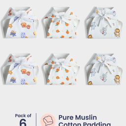 Orange Sugar 100% Cotton Muslin Pack of 6 Printed Nappies for 0-6 Months Babies - Multicolor-picture-27