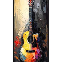 999Store Guitar With Abstract Effect Background Art Modern Canvas Long Big Painting image 2