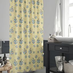ArtzFolio Yellow & Grey Printed Waterproof Shower Curtain-image-82