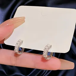 AKISON JEWELS White Artificial Stone Studded Earrings-image-65