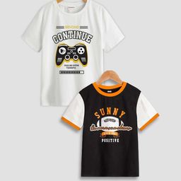 Dagcros Boys Pack Of 2 Printed Pure Cotton T-shirt-image-22