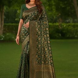 Moda Rapido Women Green Sarees-picture-4
