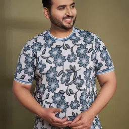 AUSTIVO Men Plus Size Floral Printed Round Neck Cotton Slim Fit T-shirt-picture-12