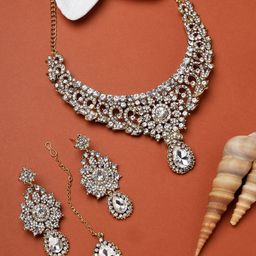 ANIKAS CREATION Gold Plated Stones Studded Designer Jewellery Set-image-69