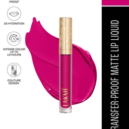 Lakme Rouge Bloom Waterproof Matte Liquid Lipstick 3.5ml - Fierce Fuchsia 502-32