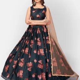 SHOPGARB Printed Mirror Work Semi-Stitched Lehenga & Unstitched Blouse With Dupatta-24