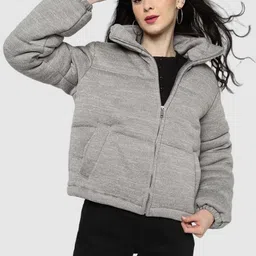GAP Women Mock Collar Solid Casual Bomber Jacket-image-93