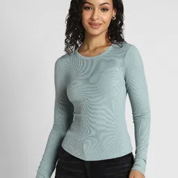 AMERICAN EAGLE OUTFITTERS Women Solid Round Neck T-shirt-image-89