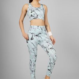 POOJARAN SAREE Printed Crop Top & Tights Tracksuit-image-9