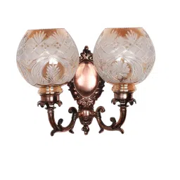 Fos Lighting Antique Copper Finished Traditional 2 Light Wall Sconce with Golden Hand Cut-image-50