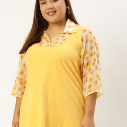 theRebelinme Plus Size Women Yellow Solid Top-29