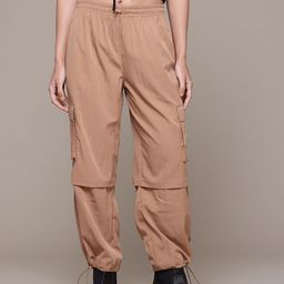 The Roadster Lifestyle Co. Women Relaxed Loose Fit High-Rise Parachute Trousers-image-60