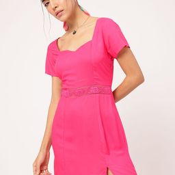 DressBerry Girlboss Glam Lace Inserts Front-Slit Sheath Mini Dress-picture-3