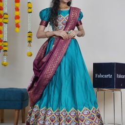 Fabcartz Woven Design Semi-Stitched Lehenga With Blouse & Dupatta-image-53
