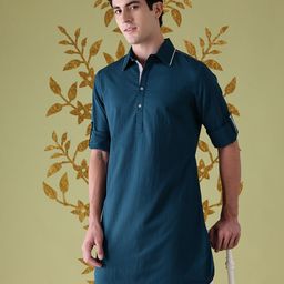 Anouk Geometric Self Design Shirt Collar Straight Kurta-picture-34