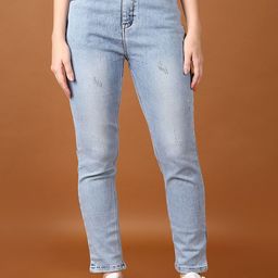 V-Mart Women High-Rise Low Distress Heavy Fade Regular Fit Jeans-2