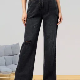 all about you Women Flared High-Rise Low Distress Stretchable Jeans-image-92
